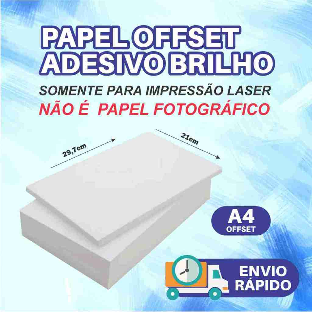 Papel Offset Adesivo Brilho tamanho A4 para Impressora Laser