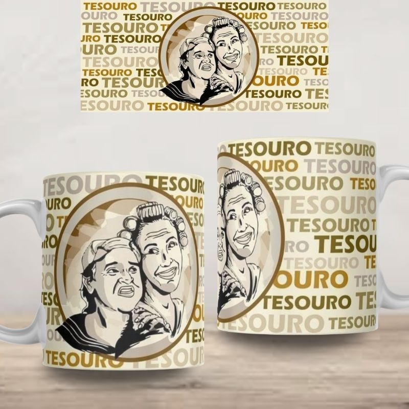 Caneca Dia Das Mães Kiko e Dona Florinda Tesouro  Chaves Personalizada Cerâmica Plastico Presente Promoção Lembrança Xícara Branca Lembrança