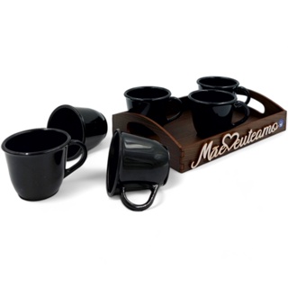 Bandeja Mãe Eu Te Amo Com 6 Xícaras Preta Acrílica Presente Dia das Mães em Oferta na Shopee