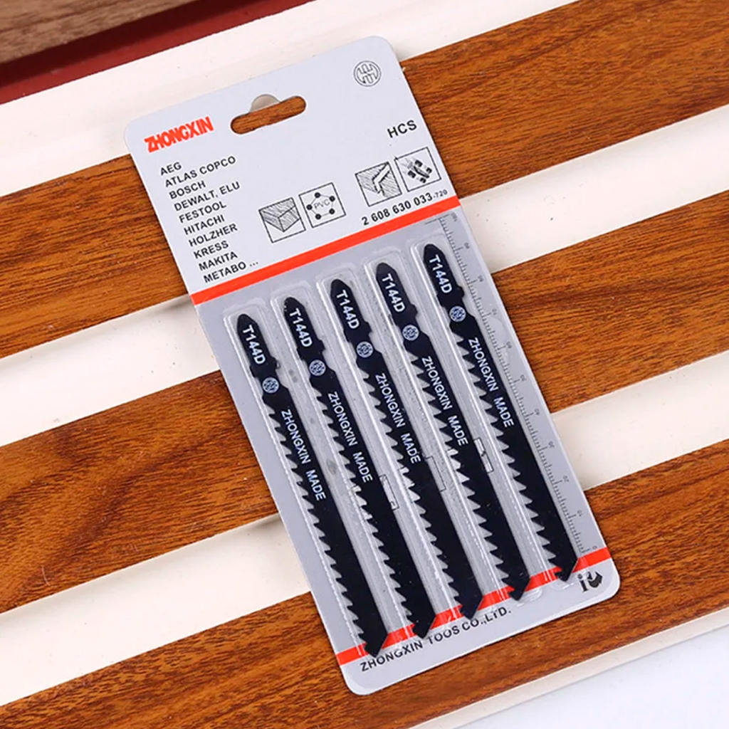 Kit Lâminas Serra Tico Tico Universal 5 Peças Corte Madeira MDF e Plásticos Profissional