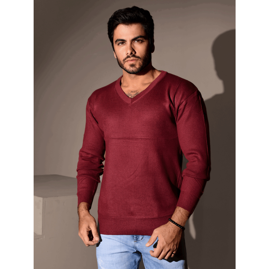 Blusa Frio Masculino Suéter Modal Liso Gola V Inverno 3RD SD1453/350