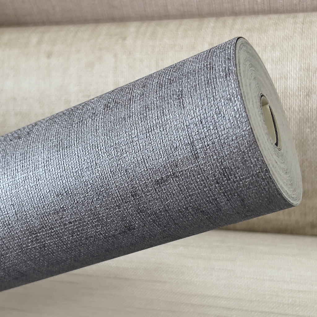 Papel de Parede Vinílico Importado Alto Relevo Linho Tom Cinza Escuro Rolo 10m x 53cm + Cola Especial Grátis - Modelo 6743-5 em Oferta na Shopee