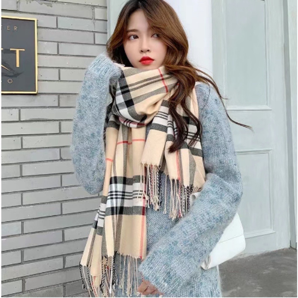 Cachecol Longo Feminino Xadrez Pashimina Sintética Melhores Presentes Inverno 1-124
