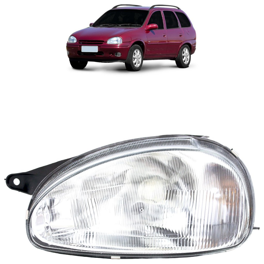 Farol Dianteiro Corsa 1994 1995 1996 1997 1998 1999 Máscara Cromada Lente Estriada Foco Simples em Oferta na Shopee