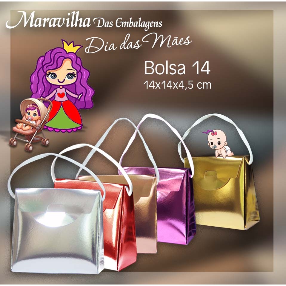 Bolsa MS14 Laminado Colorida 250GR - 14x5,5x14 cm - Pacote com 10 unidades