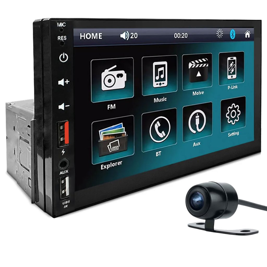 Centarl Radio Multimidia Mp5 1 Din Tela 7 Pol + camera De Re