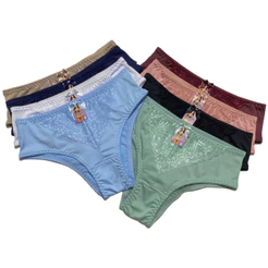 kit 5 Calcinha Feminina Calçola Senhora com renda Tanga Confortável Cintura Alta