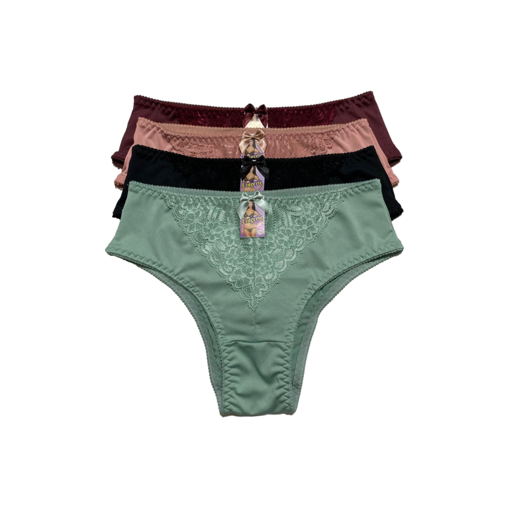 kit 5 Calcinha Feminina Calçola Senhora com renda Tanga Confortável Cintura Alta — imagem 2 de 2