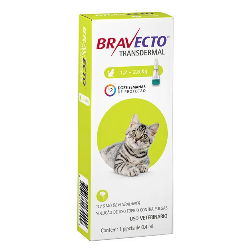 Bravecto Antipulgas Transdermal Gatos 1,2 a 2,8kg MSD 112,5mg - Pets
