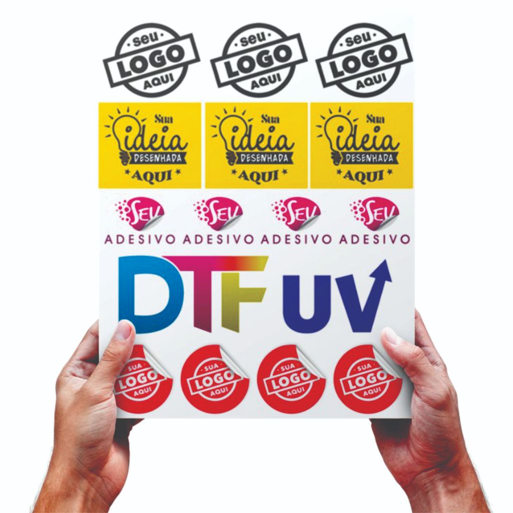 Folha DTF UV Personalizada Impressa com sua Arte Adesivo Estampa Qualidade Envio Rápido
