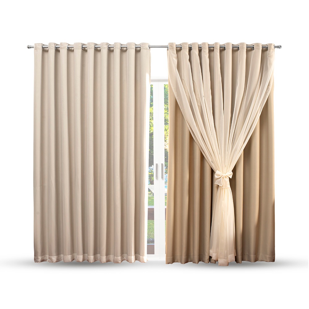 cortina blackout com voil forro 6,00 x 2,70 metros para quarto sala e decoração casa bleca...