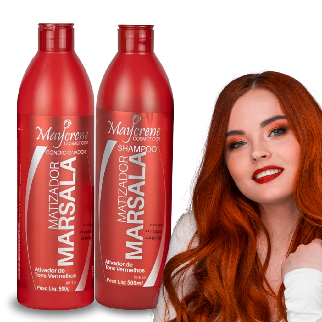 Kit Shampoo + Condicionador Marsala Matizador Para Cabelos Vermelhos