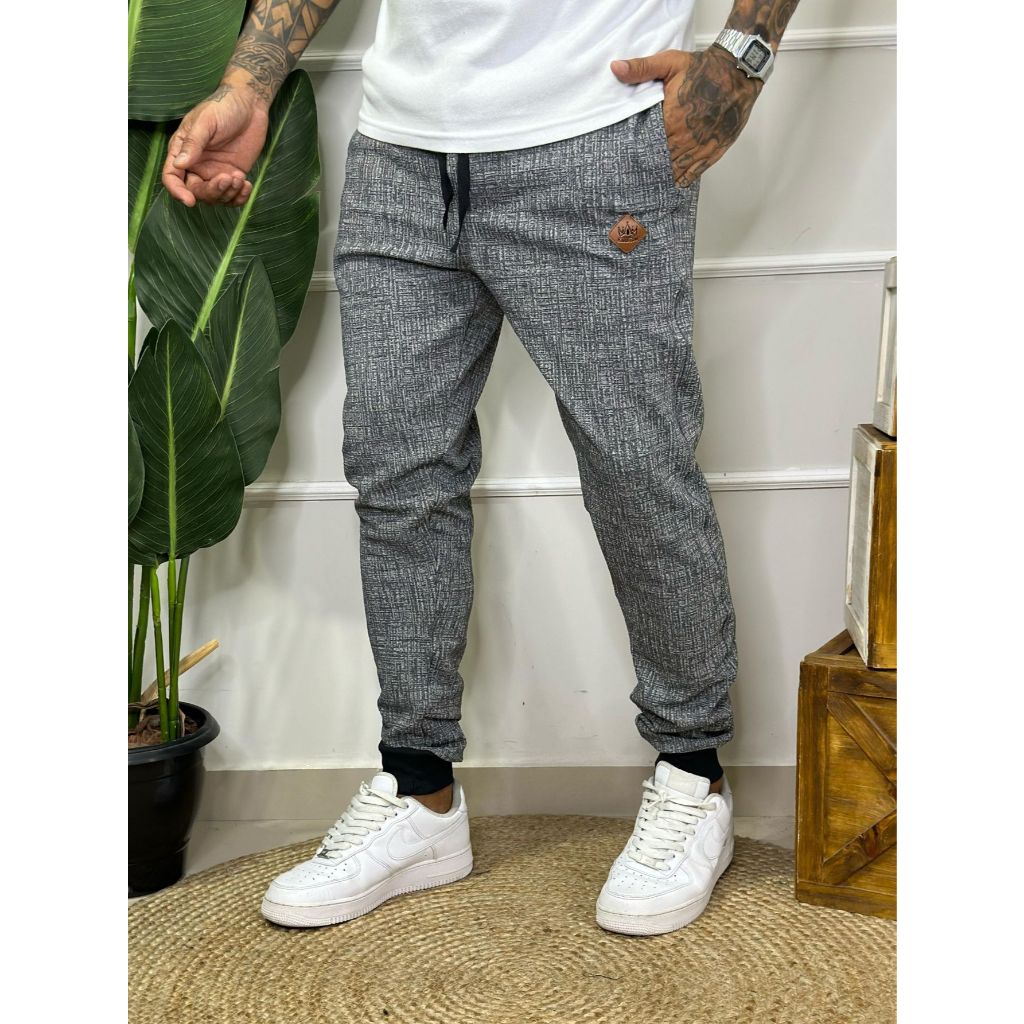 Calça Masculina Jogger Skinny Elastano Treino Academia Jacquard