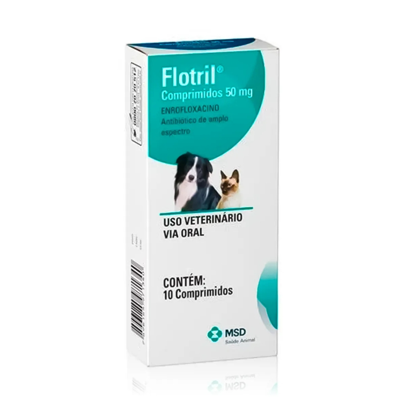 Flotril 50mg Antimicrobiano Cães MSD 10 comprimidos - Pets