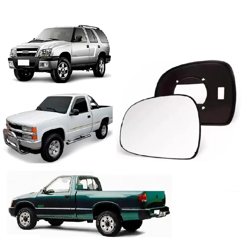 Lente Retrovisor S10/Blazer/Silverado - COM BASE (LENTE PLANA) LADO DIREITO