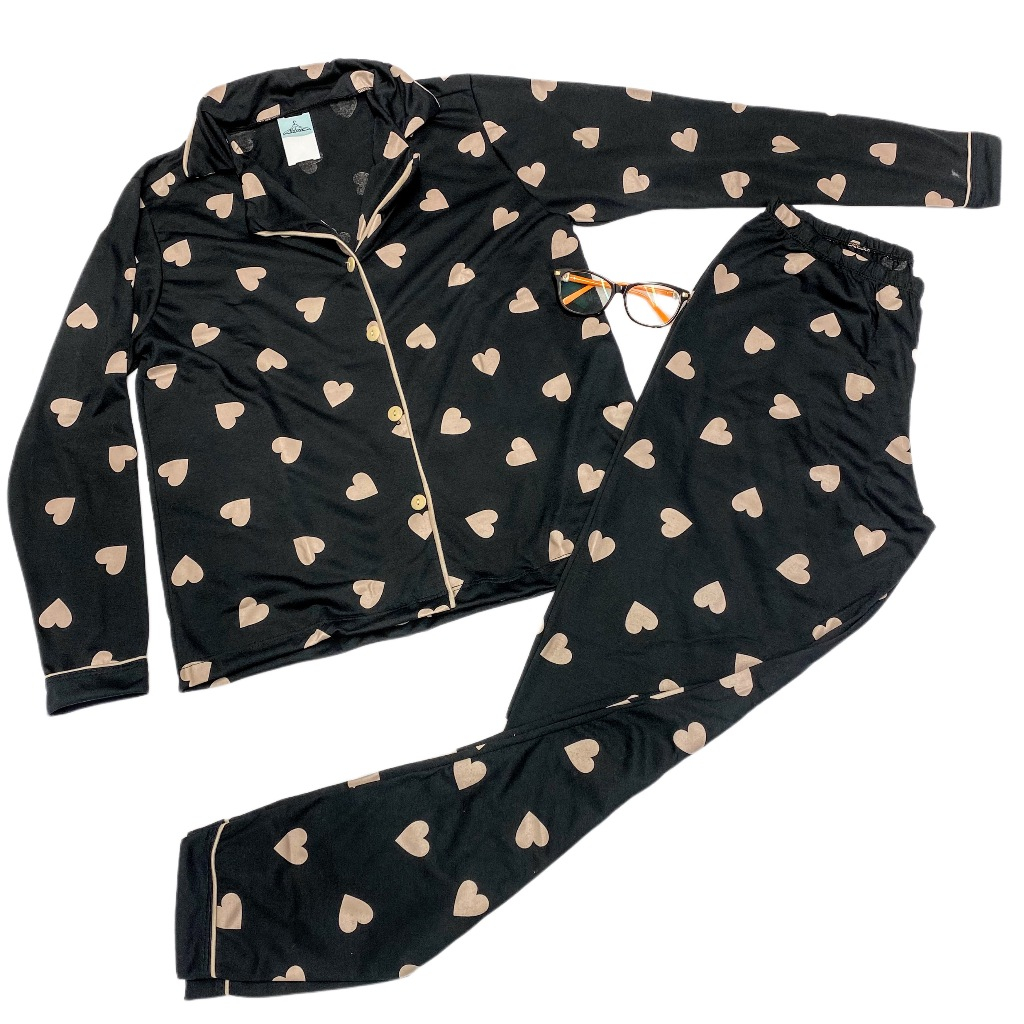 Pijama longo americano Feminino de Frio calça e blusa manga longa botão gestante amamentação inverno