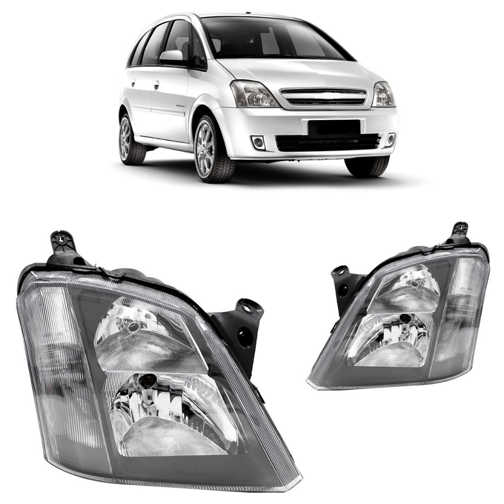 Farol Dianteiro Meriva 2001 2002 2003 2004 2005 2006 2007 2008 2009 2010 2011 2012 Máscara Negra em Oferta na Shopee