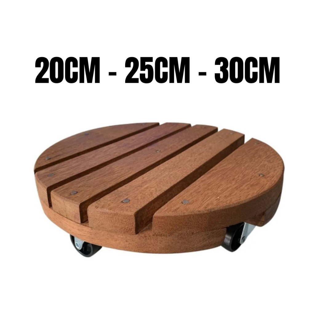 Carrinho Suporte Para Vaso 20cm 25cm 30cm Redondo Madeira Tratada Cedro