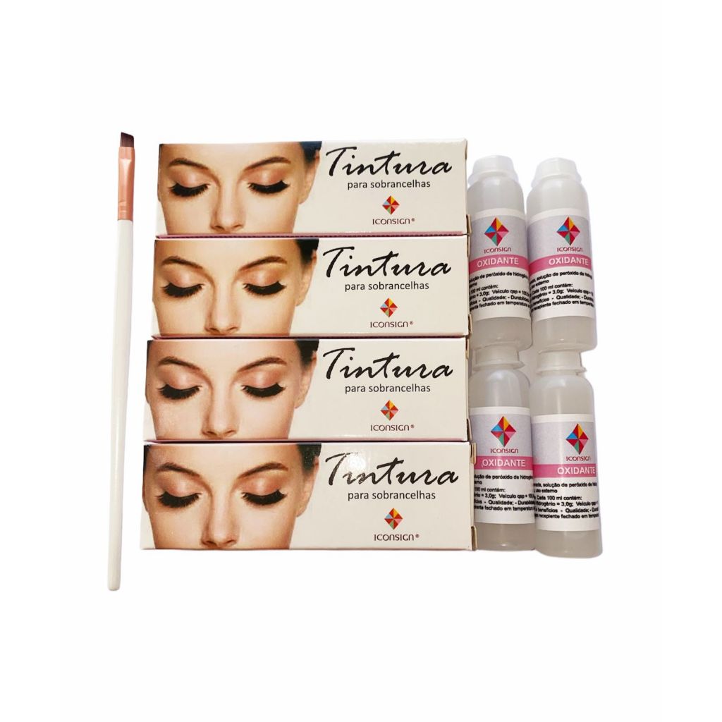 Kit 4 Tinturas + 4 Ox Iconsign + Pincel Chanfrado Profissional
