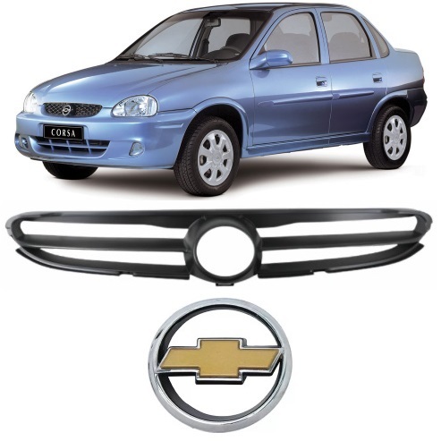 Grade Filete Corsa 2000/2010 Preto + Emblema Dourado em Oferta na Shopee