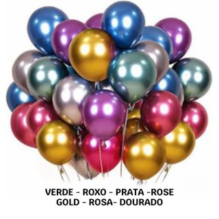 Balão Bexiga Metalizado 50 Unidades - N12 - Diversas Cores em Oferta na Shopee