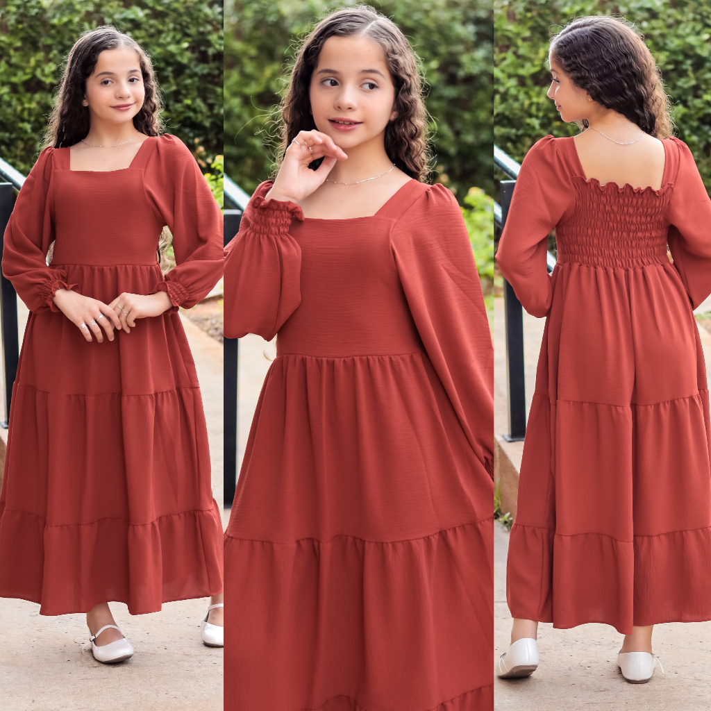 vestido longo infantil Juvenil de manga longo inverno Meninas