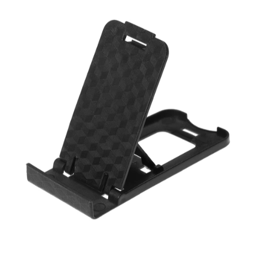 Suporte de telefone móvel ajustável universal, mini suporte de mesa dobrável de plástico, suporte de celular para iPhone, Samsung, Huawei, Xiaomi - cor Preta
