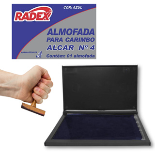 Almofada Para Carimbo N4 Azul com Tinta Aplicada em Oferta na Shopee