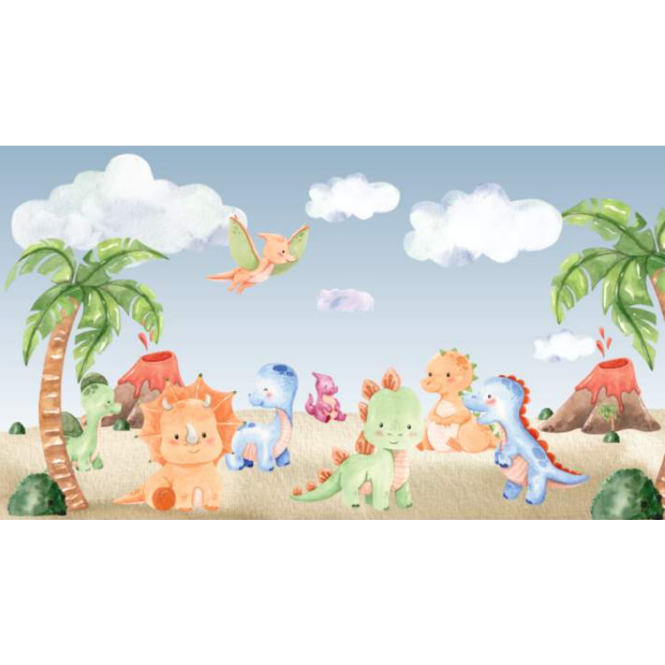 Papel de parede amiguinhos dinossauros baby