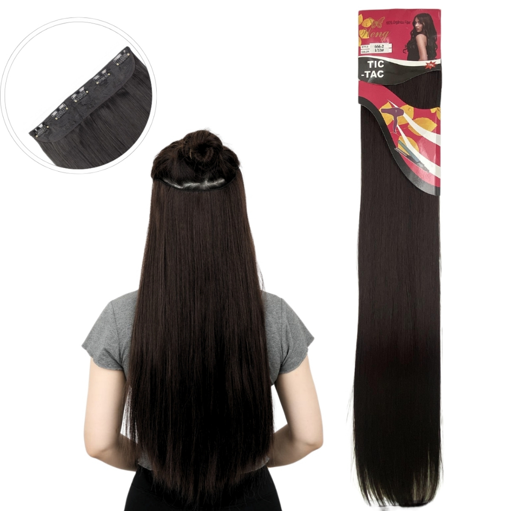 Aplique Cabelo Tic-Tac Weng Fibra Orgânica 70 cm Liso