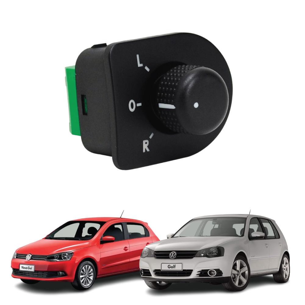 Botão de Regulagem do Retrovisor - 10 Pinos - Gol Voyage 2008 a 2013 - Golf 1999 a 2013 - Parati 2005 a 2012 - Bora 2001 a 2010 - New Beetle 2000 a 2011 - Saveiro 2013 a 2014 - Voyage 2008 a 2012