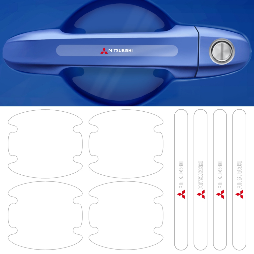 Conjunto 8 Adesivos Maçaneta Porta Anti Risco Compatível Mitsubishi Protetor Invisivel Transparente