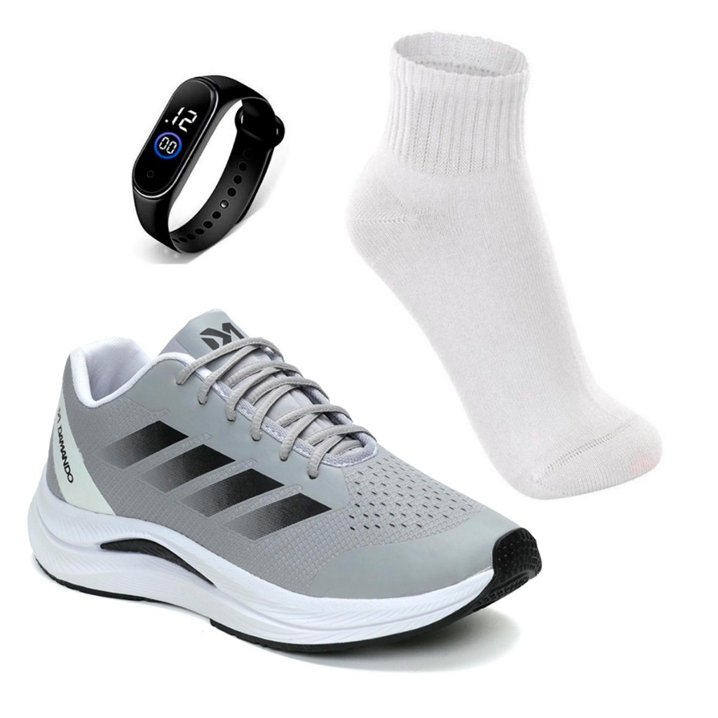 Kit Tênis Masculino Leve + Meia + Relógio