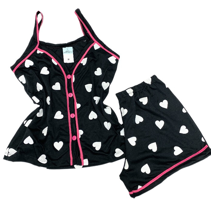 Pijama Feminino Americano Alça e Botões Verão Short Doll  Abertura Frontal Amamentação Alc...