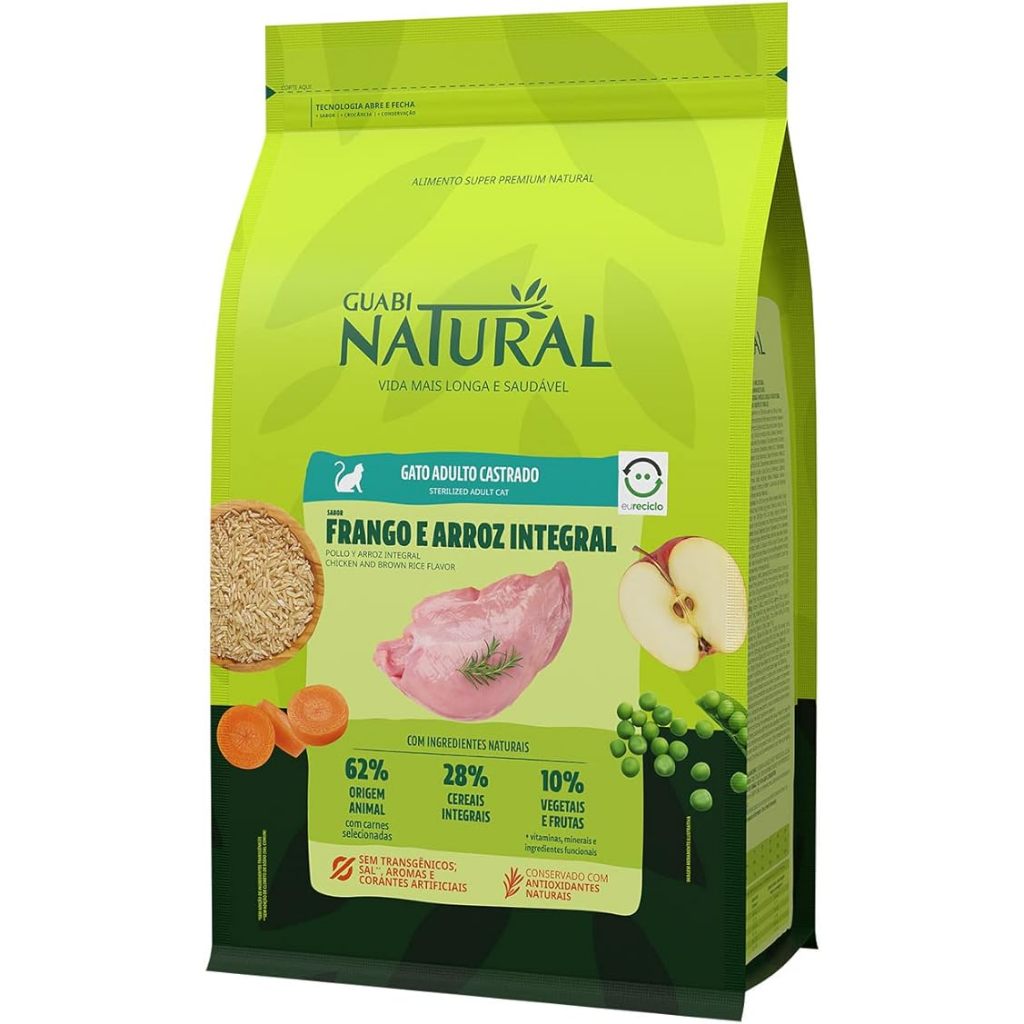Racao Guabi Natural Gatos Castrados Frango/Arroz 7,5kg em Oferta na Shopee
