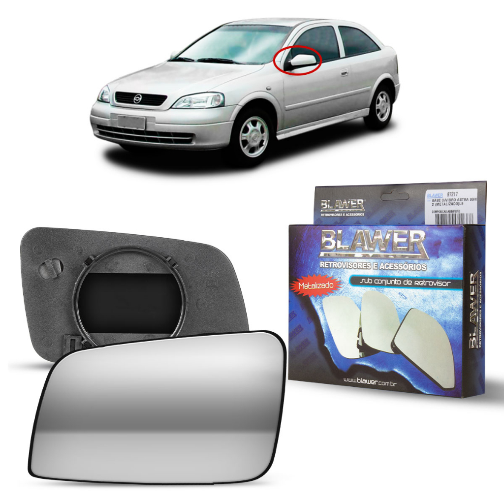 Lente Retrovisor Astra 99/02 - COM BASE (LENTE PLANA) LADO ESQUERDO