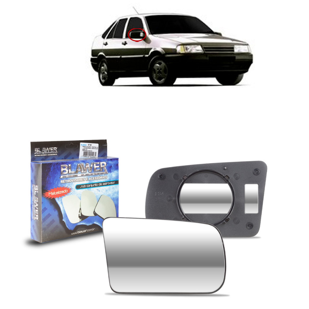 Lente Retrovisor Tempra 92/ - COM BASE (LENTE PLANA) LADO DIREITO