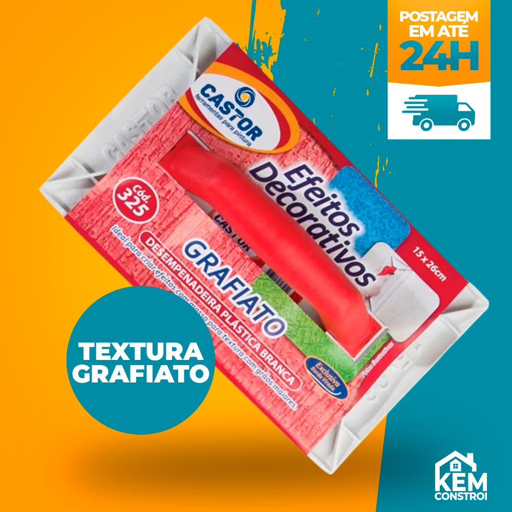 Desempenadeira PVC para Efeito de Textura Grafiato 15x26cm Branca Castor