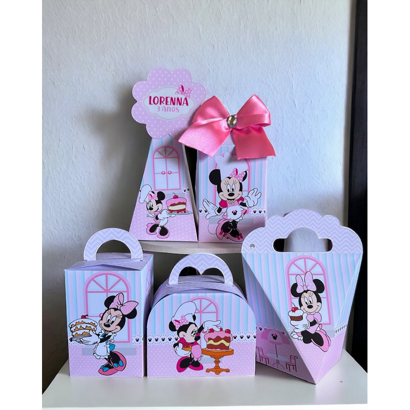 Kit Personalizados Pegue e Monte Minnie Confeiteira Lembrancinhas (Informe Nome e Idade pelo Chat) em Oferta na Shopee