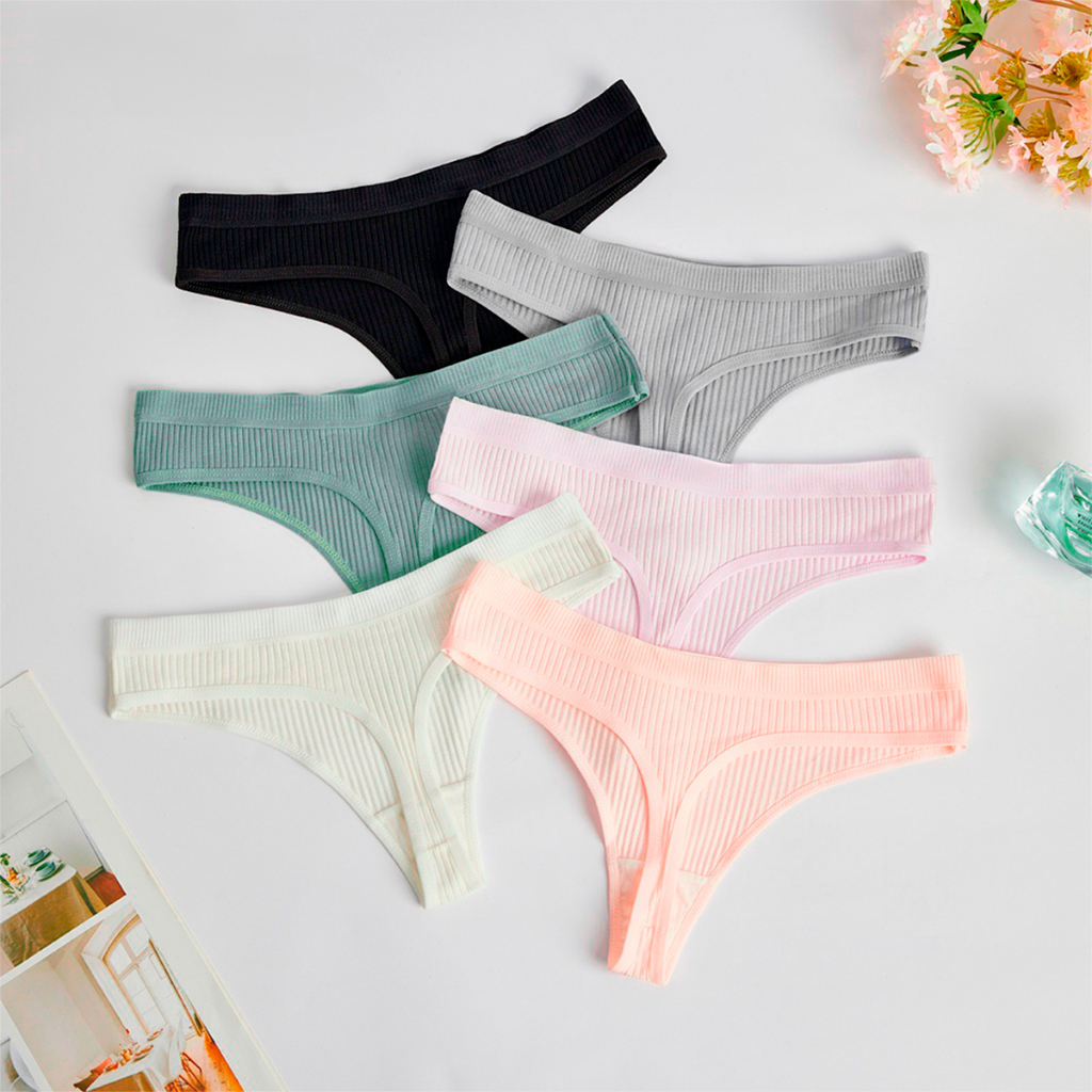 Kit 7 Calcinha Confortável Canelada Feminina Fio Conforto Calsinha Fio Dental Moda