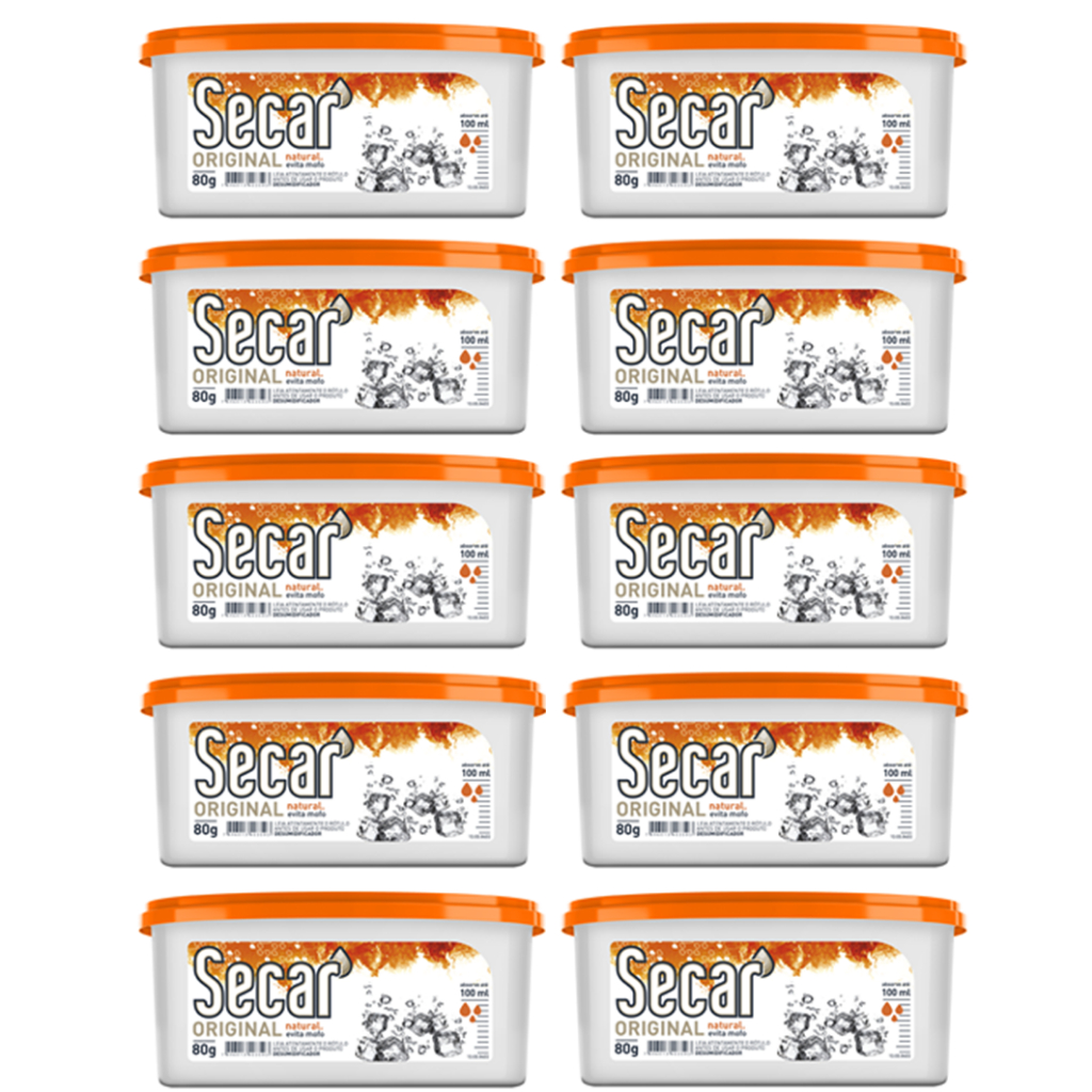Kit 10un Anti Mofo Secar 80g Original Natural - Desumidificador Evita Umidade Fungos Cheiro Armários