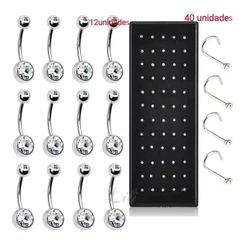 Kit De Piercing De Nariz E Umbigo (com 2 pedrinha) Aço inox Atacado