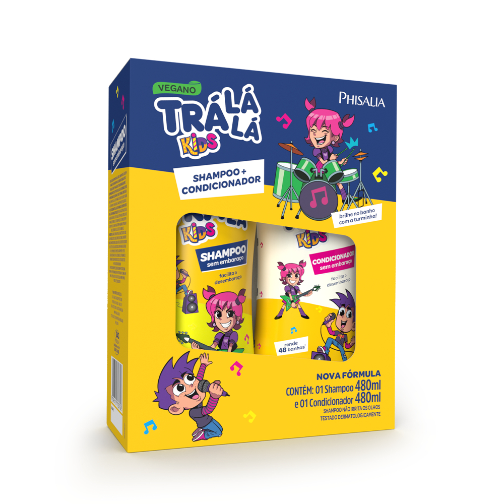 Kit Shampoo (480ml) + Condicionador (480ml) Trá Lá Lá Kids - Sem Embaraço