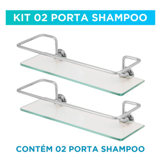 Kit 02 Portas Shampoo Reto Banheiro Vidro 6mm Suporte Shampoo em Oferta na Shopee