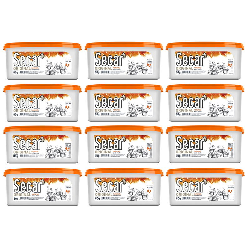 Kit 12un Anti Mofo Secar 80g Original Natural - Desumidificador Evita Umidade Fungos Cheiro Armários em Oferta na Shopee