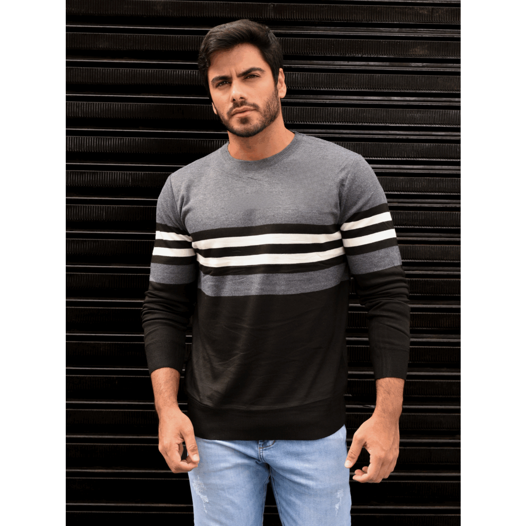 Blusa Frio Masculino Suéter Modal Listrada Gola Redonda Inverno 3RD SD355