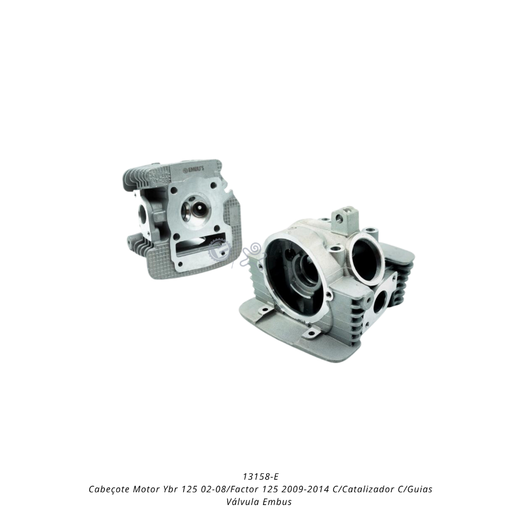 Cabeçote Motor Ybr 125 02-08/Factor 125 2009-2014 C/Catalizador C/Guias Válvula Embus 13158-E