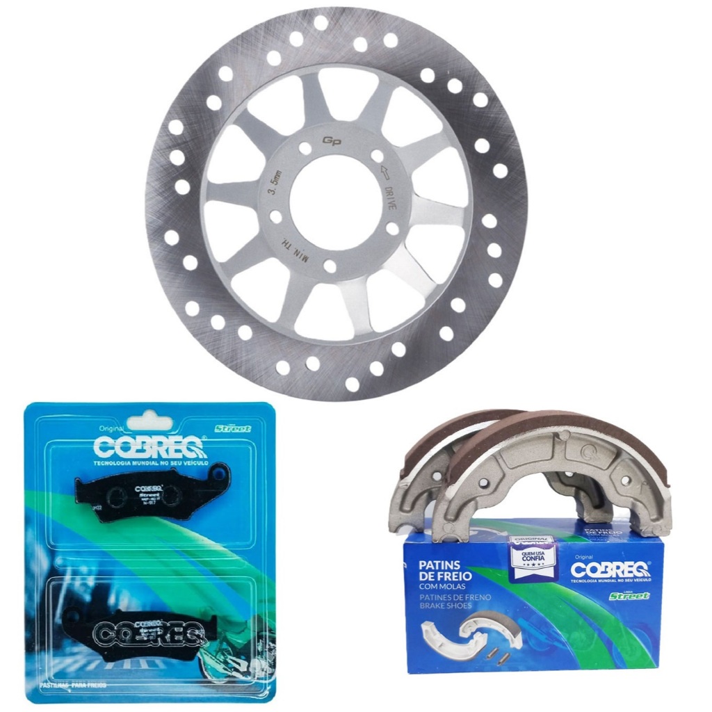 Disco de Freio Dianteiro Nxr 150 Bros + Pastilhas e Lonas Cobreq em Oferta na Shopee