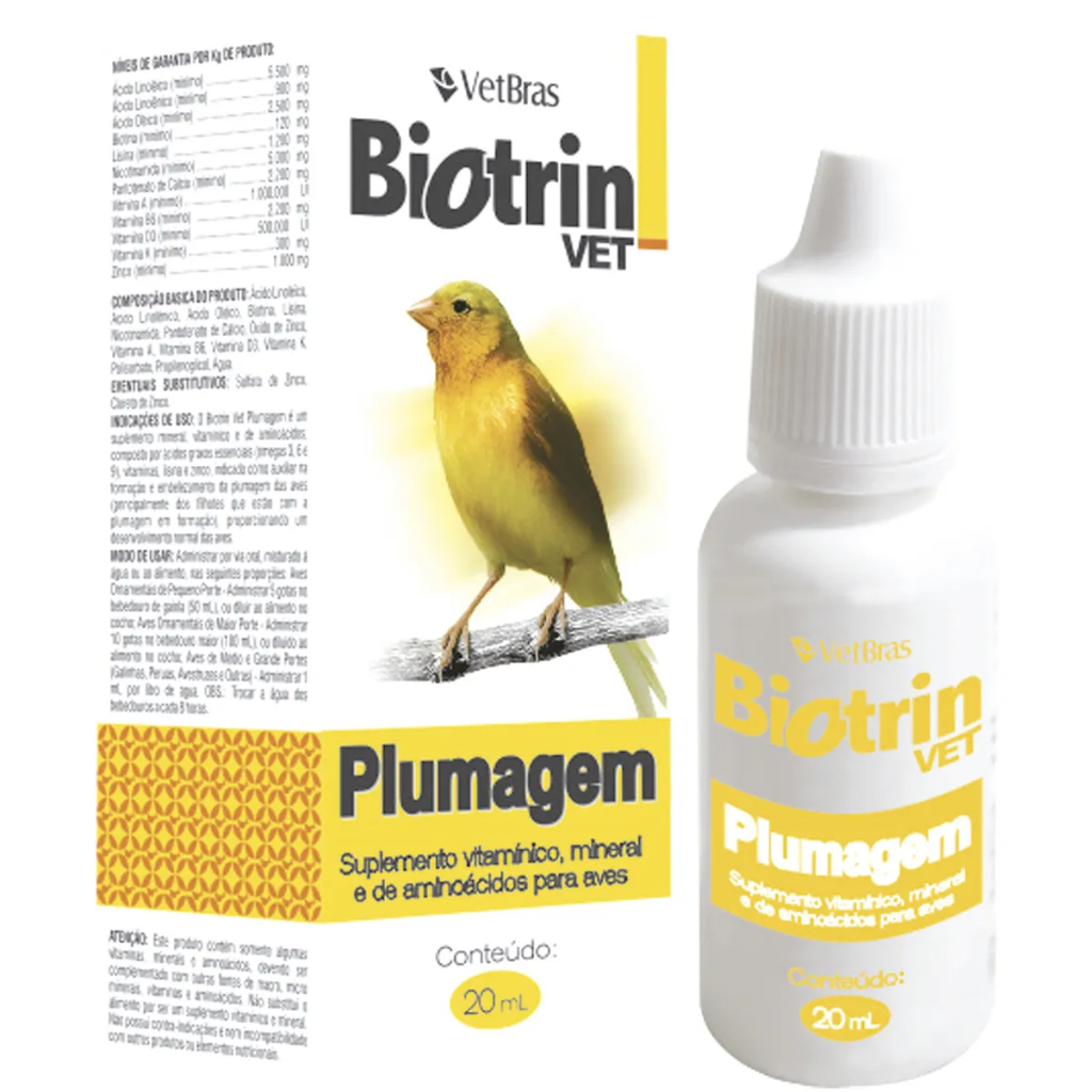 Suplemento Vitaminico Para Penas Biotrin Plumagem 20ml