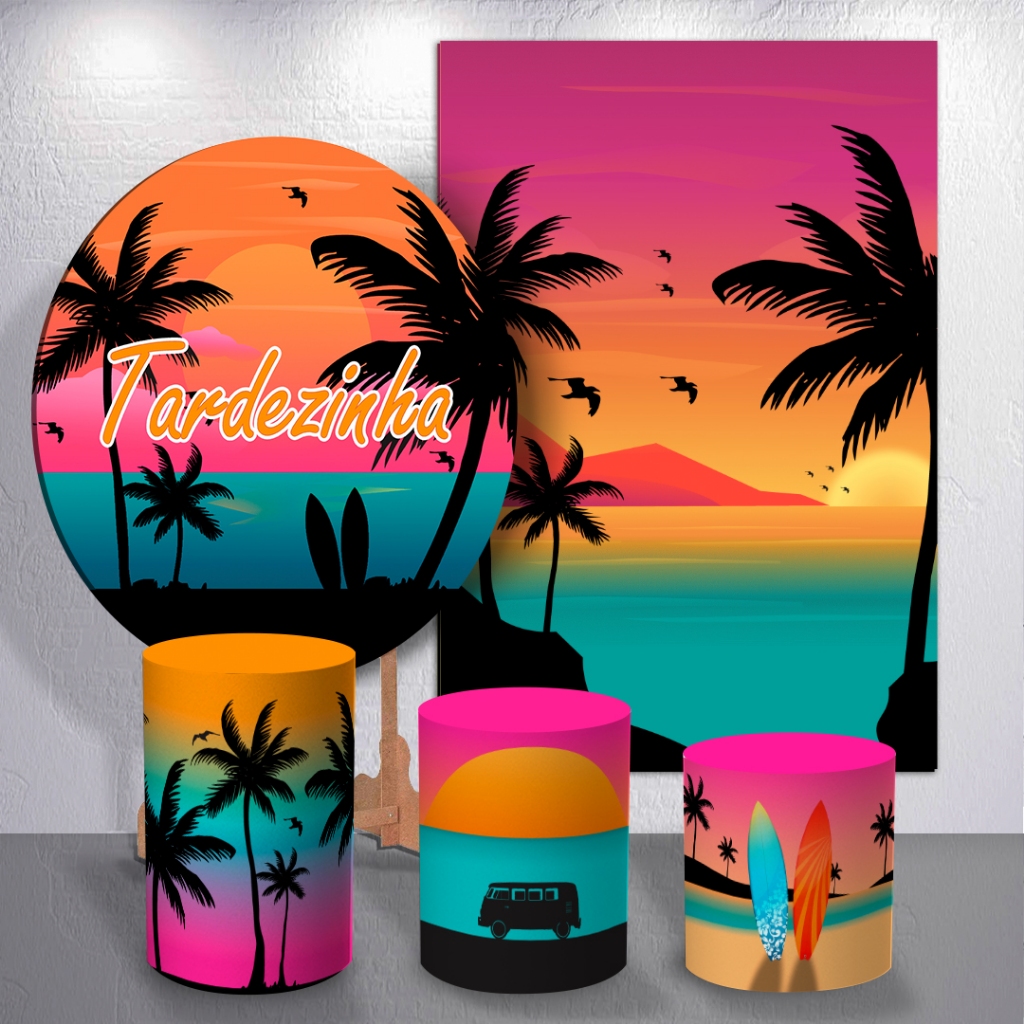 Capas de Festa Aniversario Decoração Tardezinha Praia Piscina Capas Sublimadas Peças Avulsas e Kit em Oferta na Shopee